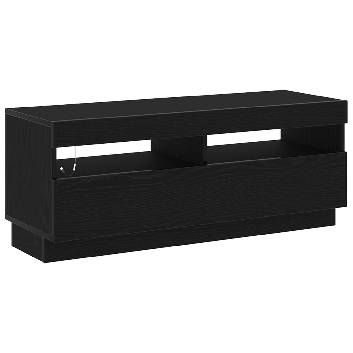 TV-Schrank mit LED-Lichtern in Schwarz und Eiche, 300x35x40 cm, Holzwerkstoff