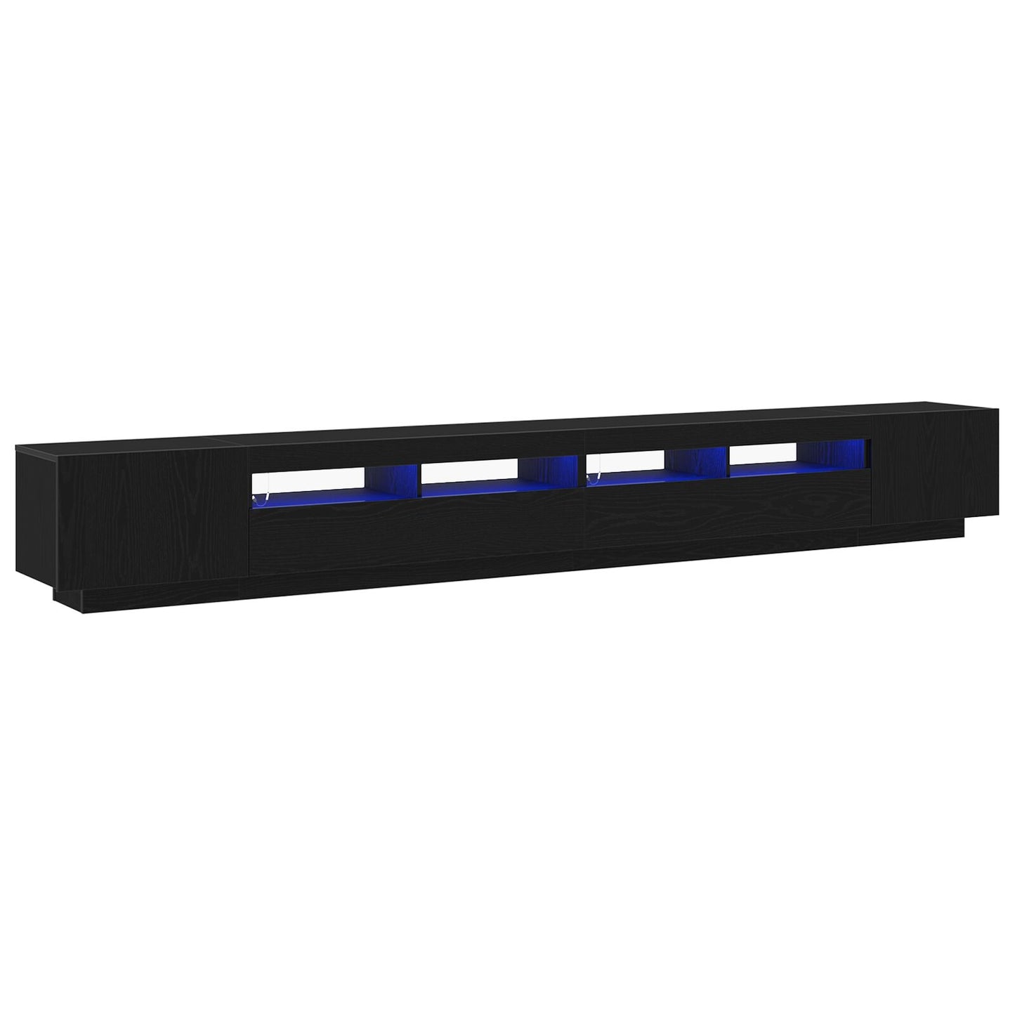 TV-Schrank mit LED-Lichtern in Schwarz und Eiche, 300x35x40 cm, Holzwerkstoff