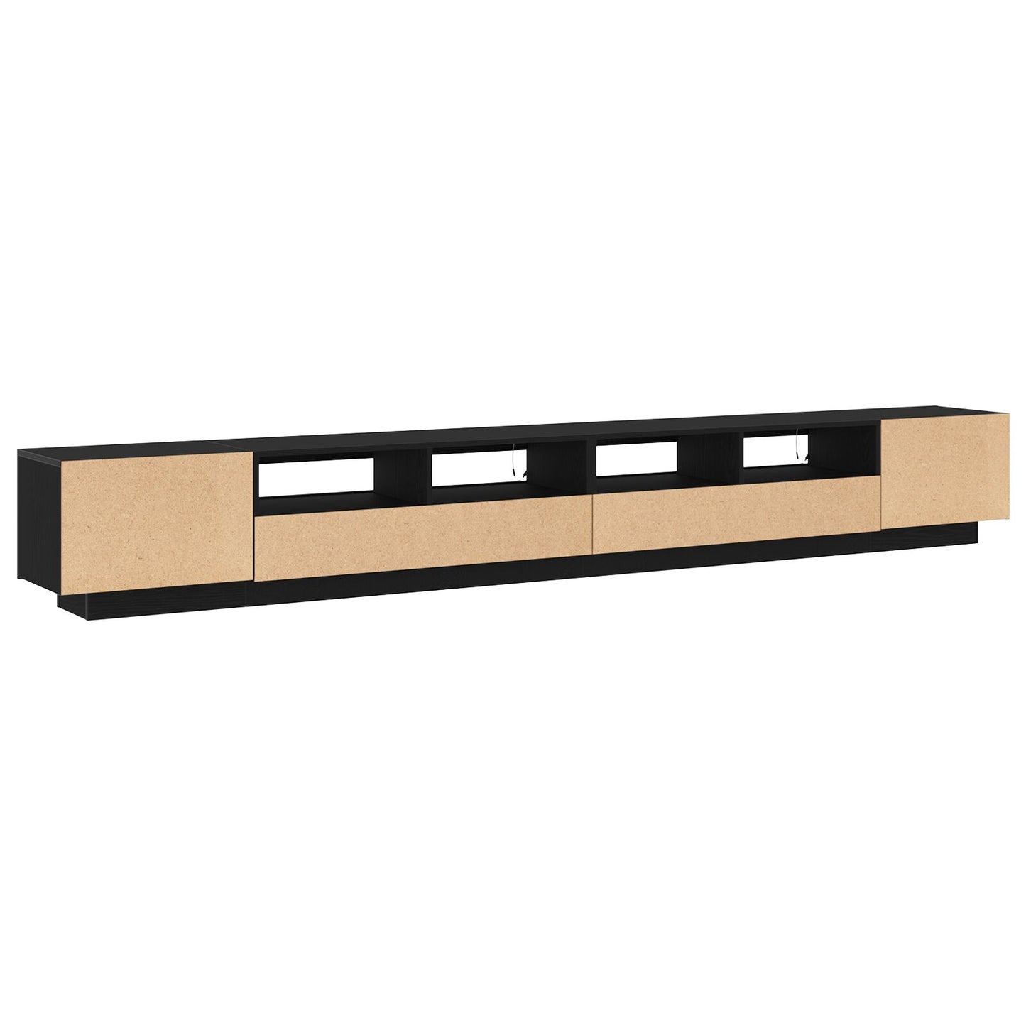 TV-Schrank mit LED-Lichtern in Schwarz und Eiche, 300x35x40 cm, Holzwerkstoff