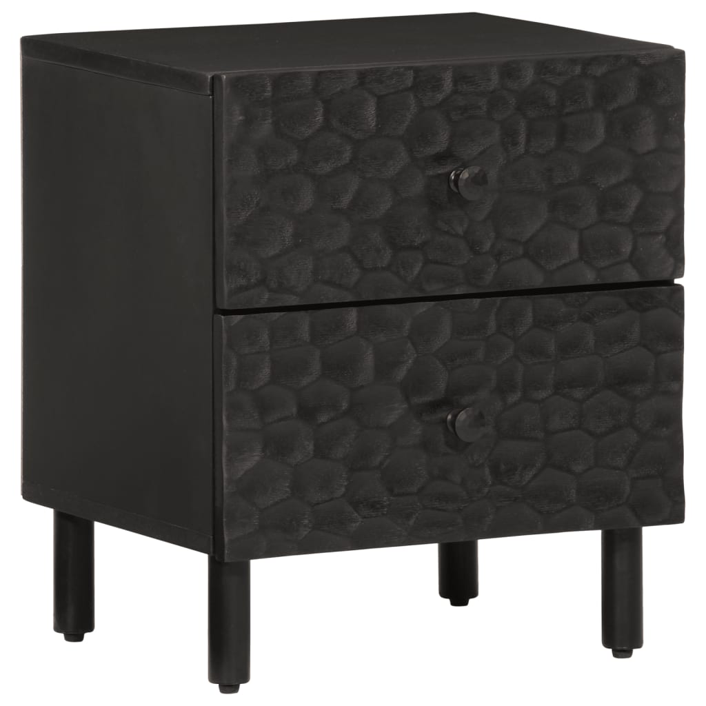 Nachttische 2 Stk. Schwarz 40x33x46 cm Massivholz Mango